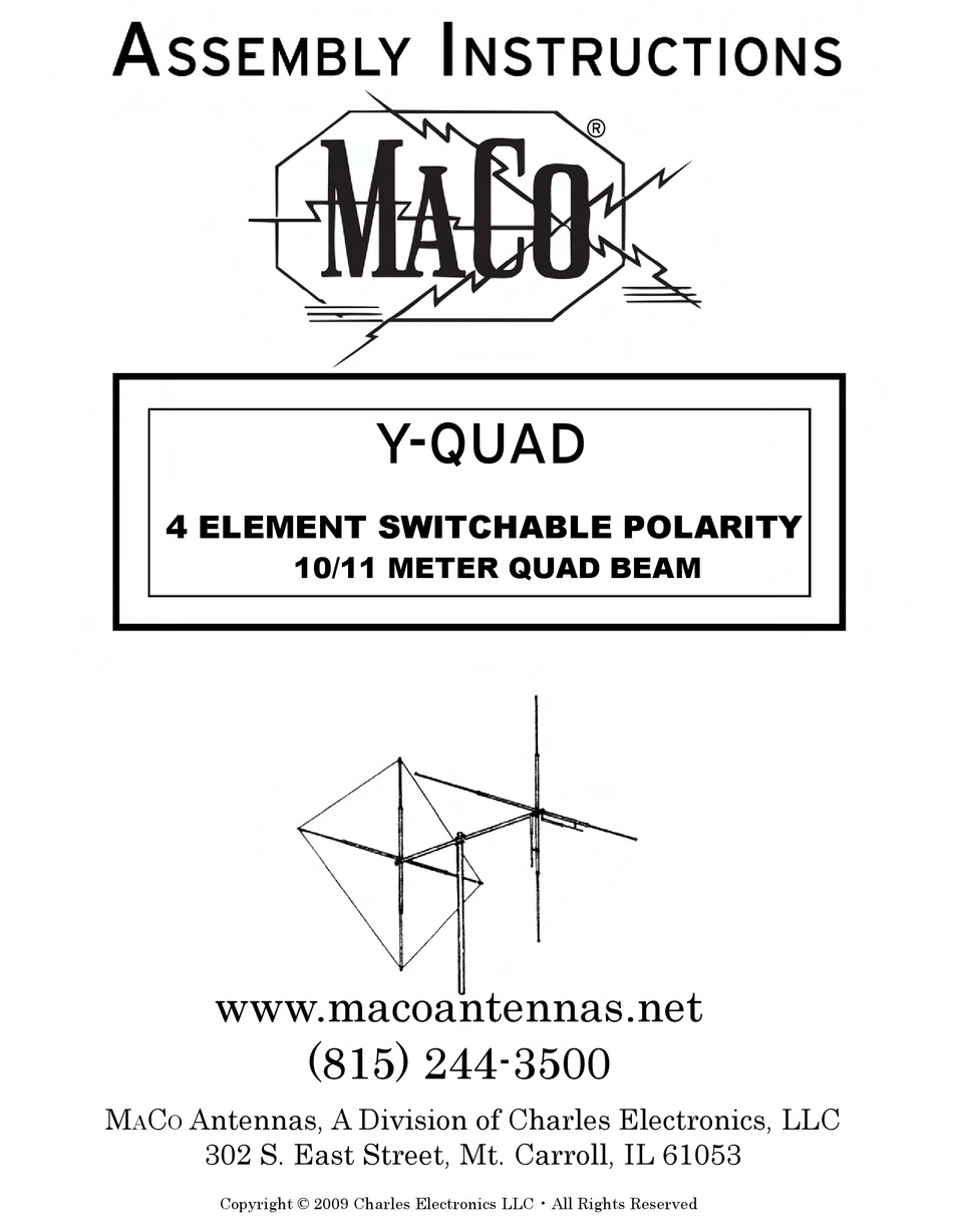 MACO ANTENNAS YQUAD ASSEMBLY INSTRUCTIONS MANUAL Pdf Download ManualsLib