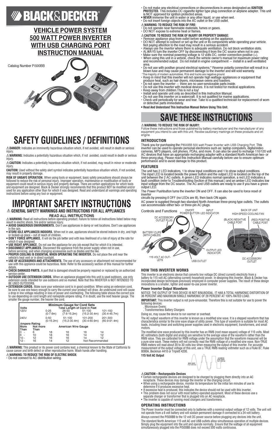 BLACK & DECKER PI500BB INSTRUCTION MANUAL Pdf Download | ManuaLib