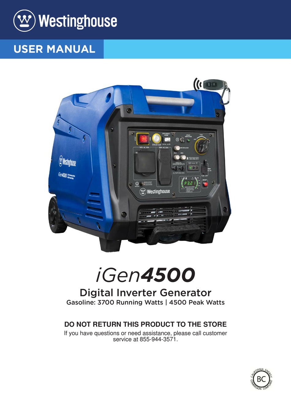 WESTINGHOUSE IGEN4500 USER MANUAL Pdf Download ManualsLib