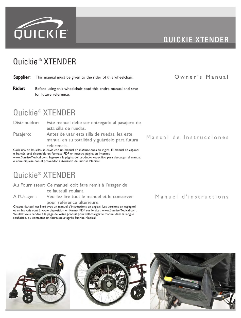 SUNRISE MEDICAL QUICKIE XTENDER OWNER'S MANUAL Pdf Download | ManualsLib