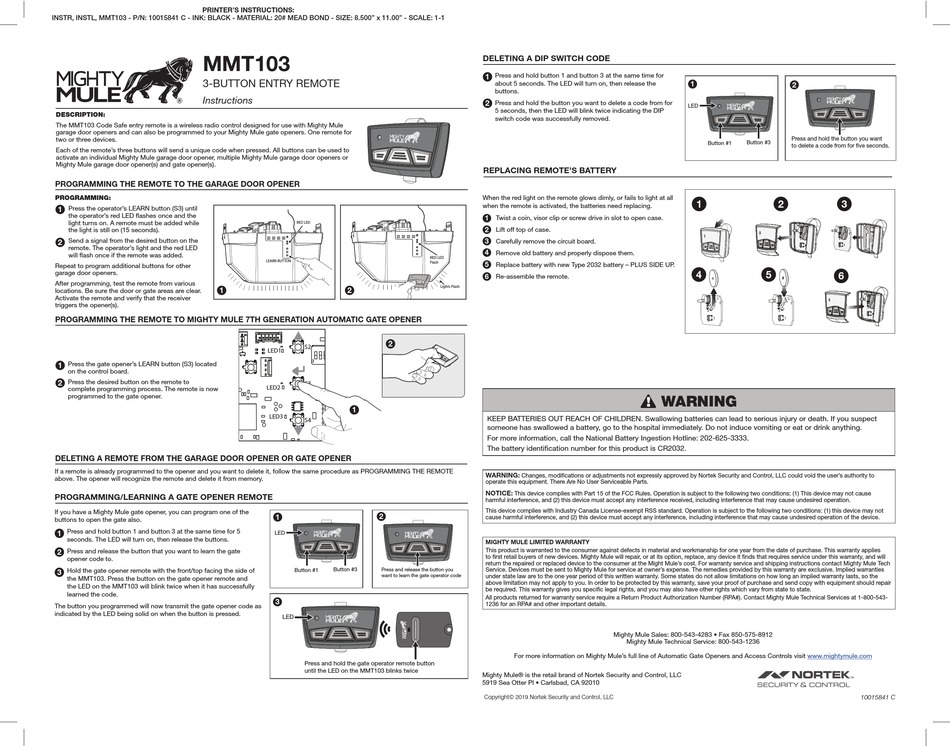 NORTEK SECURITY & CONTROL MIGHTY MULE MMT103 INSTRUCTIONS Pdf Download ... - Nortek Security Control Mighty Mule Mmt103