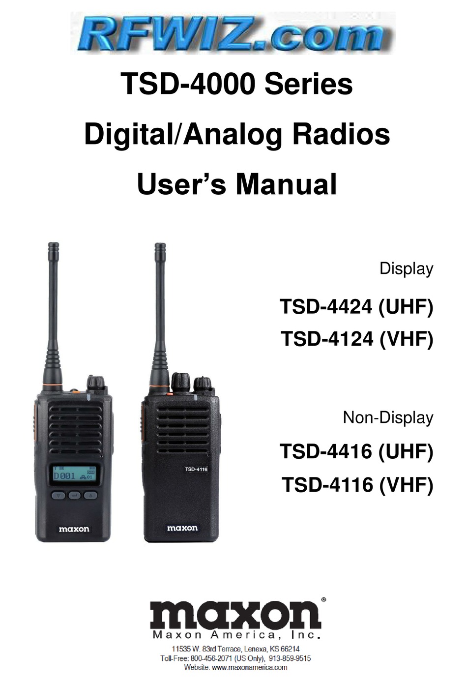 MAXON TSD4000 SERIES USER MANUAL Pdf Download ManualsLib