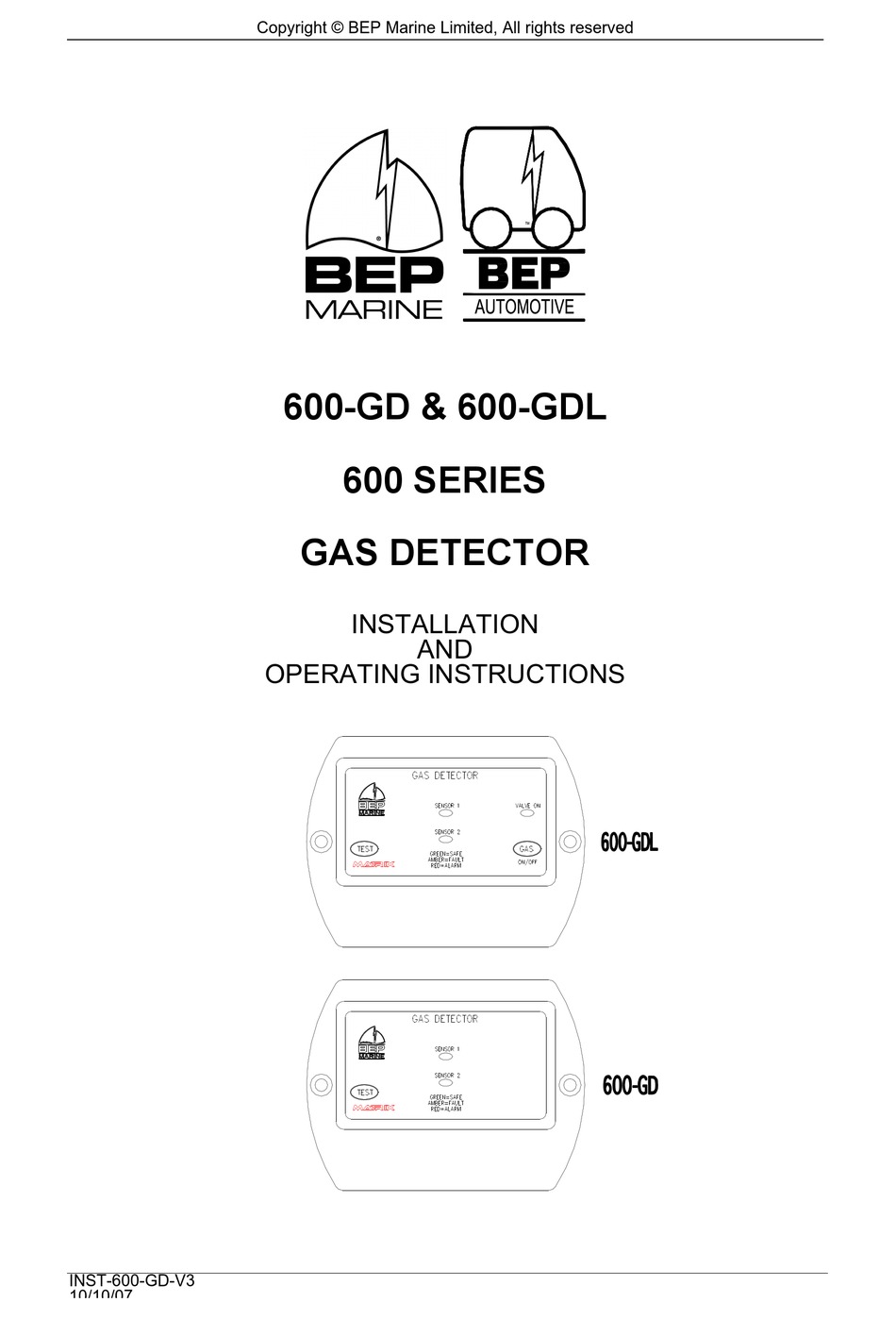 Bep Marine 600 Series Installation And Operating Instructions Manual