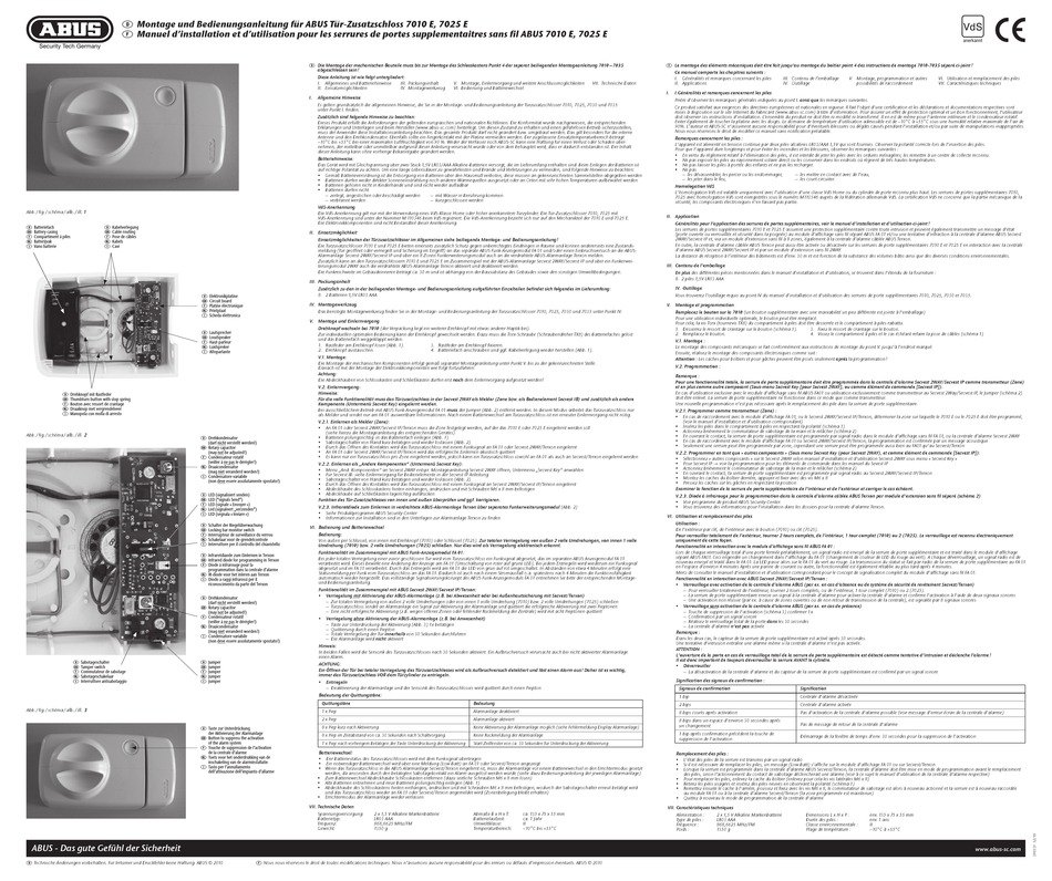 ABUS 7010 E ASSEMBLY AND OPERATING INSTRUCTIONS Pdf Download | ManualsLib