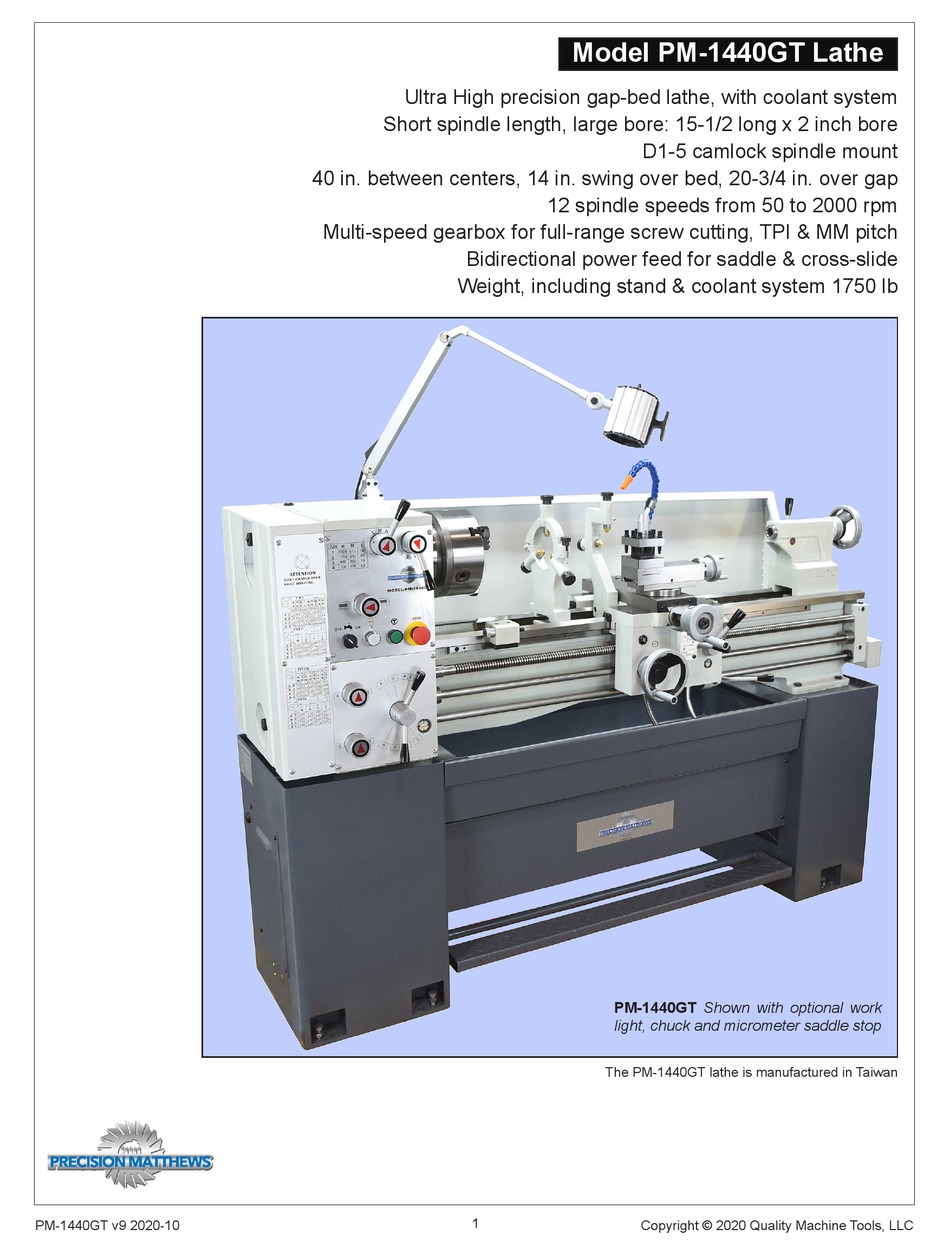 PRECISION MATTHEWS PM1440GT MANUAL Pdf Download ManualsLib