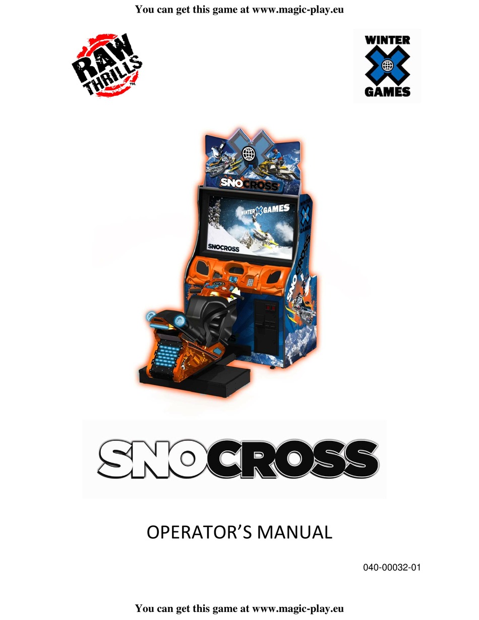 RAW THRILLS WINTER X GAMES SNOCROSS OPERATOR'S MANUAL Pdf Download