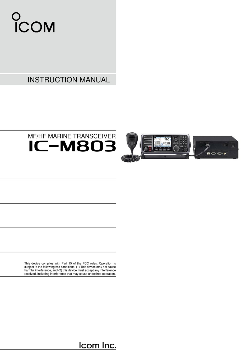 ICM803 INSTRUCTION MANUAL Pdf Download ManualsLib