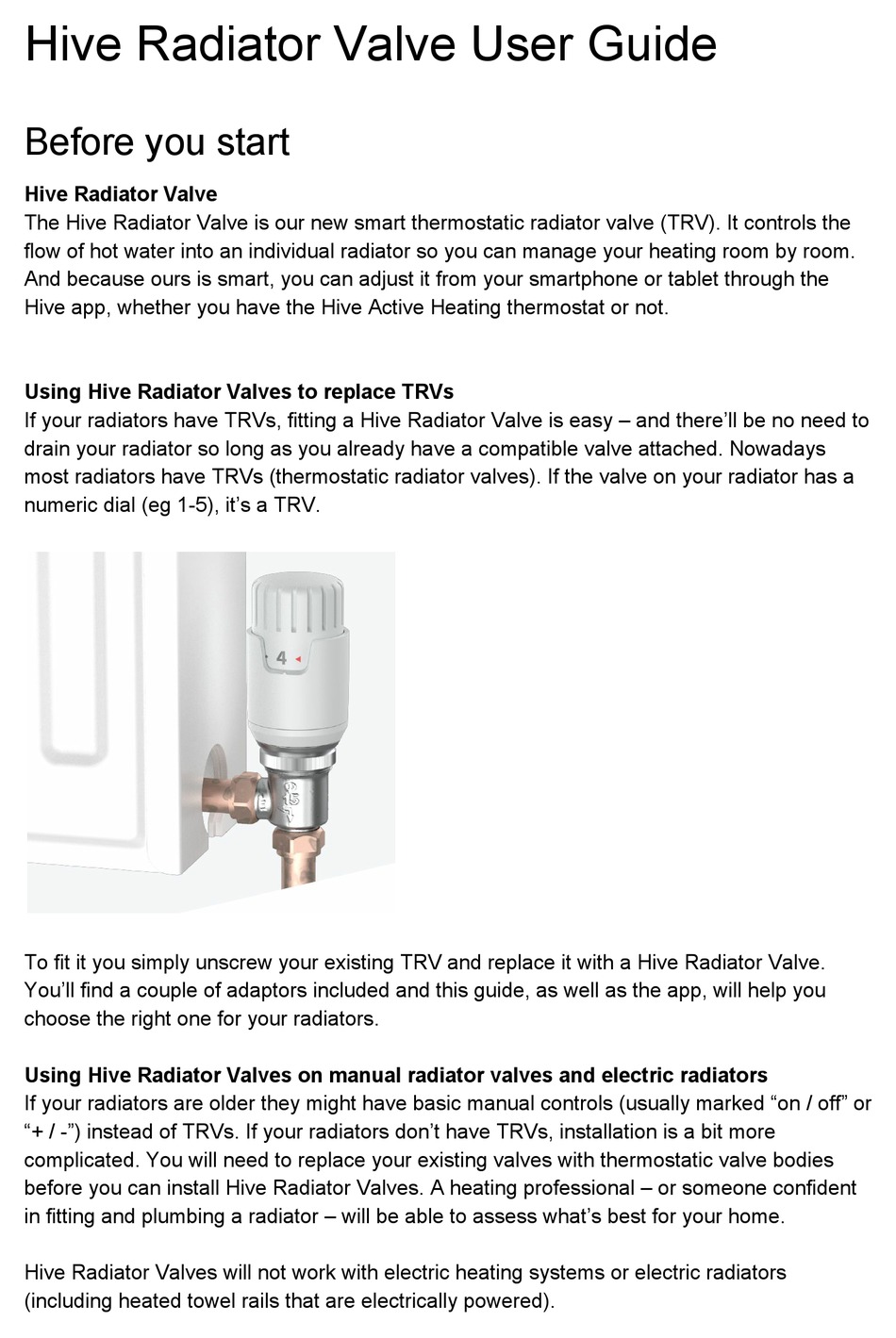Hive Radiator Valve User Manual Pdf Download Manualslib