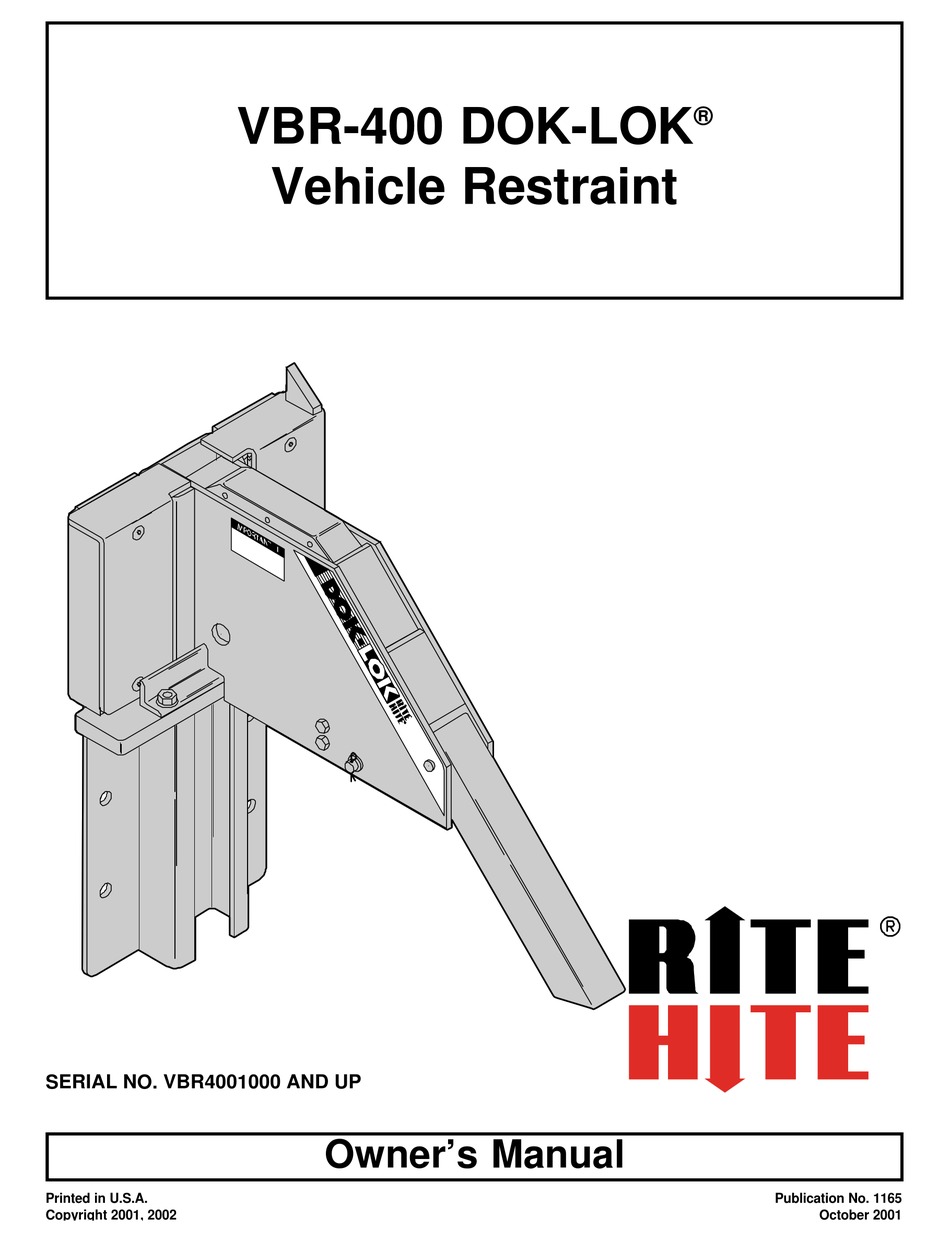 RITE-HITE DOK-LOK VBR-400 OWNER'S MANUAL Pdf Download | ManualsLib