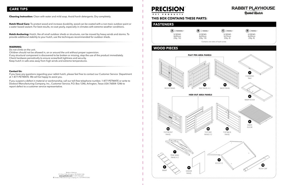 PRECISION RABBIT PLAYHOUSE HUTCH 45000D MANUAL Pdf Download ManualsLib
