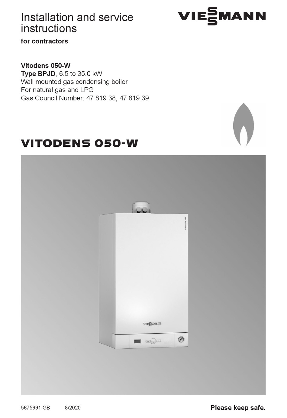 VIESSMANN VITODENS 050-W INSTALLATION AND SERVICE INSTRUCTIONS MANUAL ...