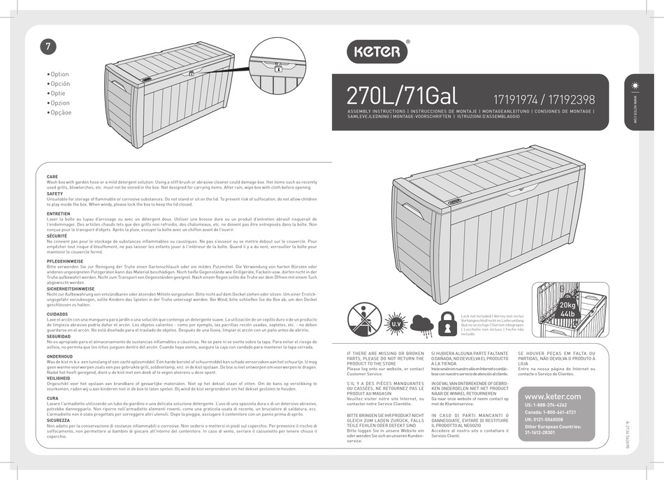 KETER 17191974 ASSEMBLY INSTRUCTIONS Pdf Download ManualsLib