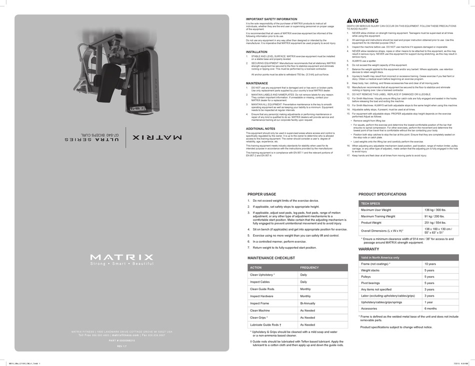 MATRIX ULTRA SERIES QUICK START MANUAL Pdf Download | ManuaLib