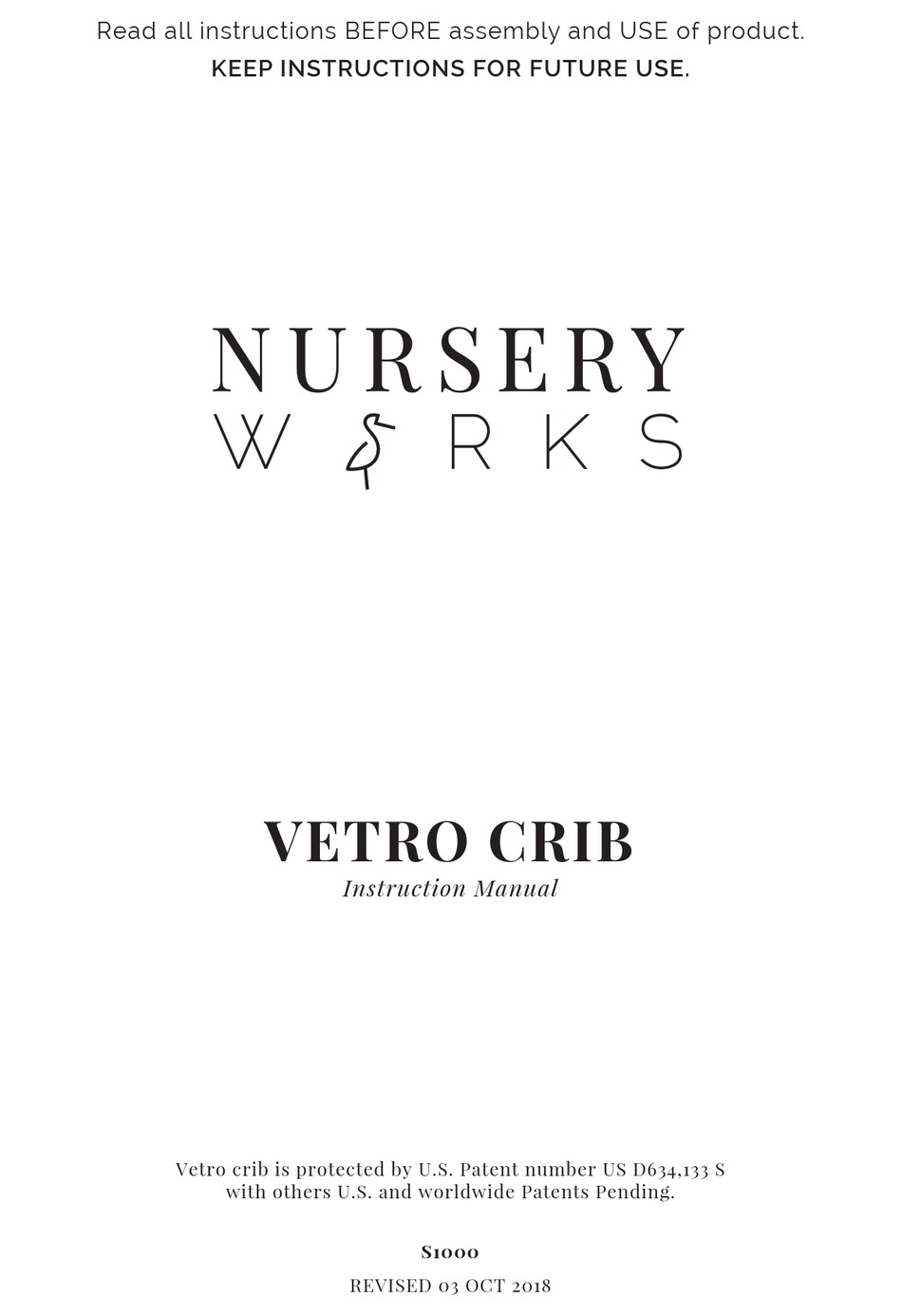 NURSERY WORKS VETRO CRIB INSTRUCTION MANUAL Pdf Download ManualsLib