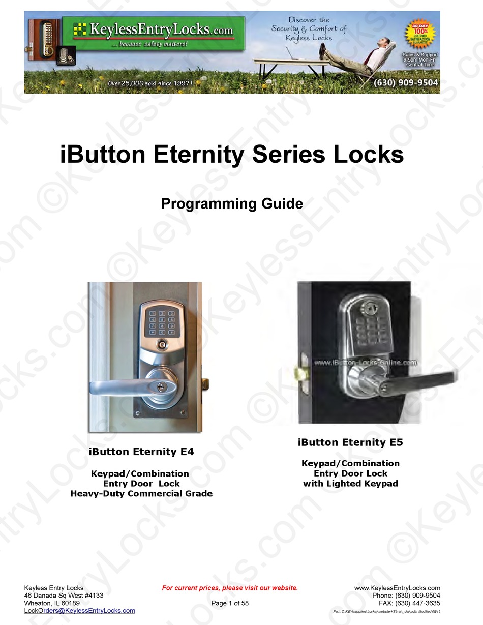 KEYLESS ENTRY IBUTTON ETERNITY SERIES PROGRAMMING MANUAL Pdf Download