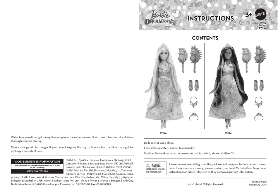 MATTEL BARBIE DREAMTOPIA DWH41 INSTRUCTIONS Pdf Download ManualsLib
