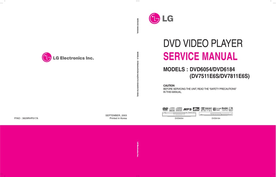 LG DVD6054 SERVICE MANUAL Pdf Download ManualsLib