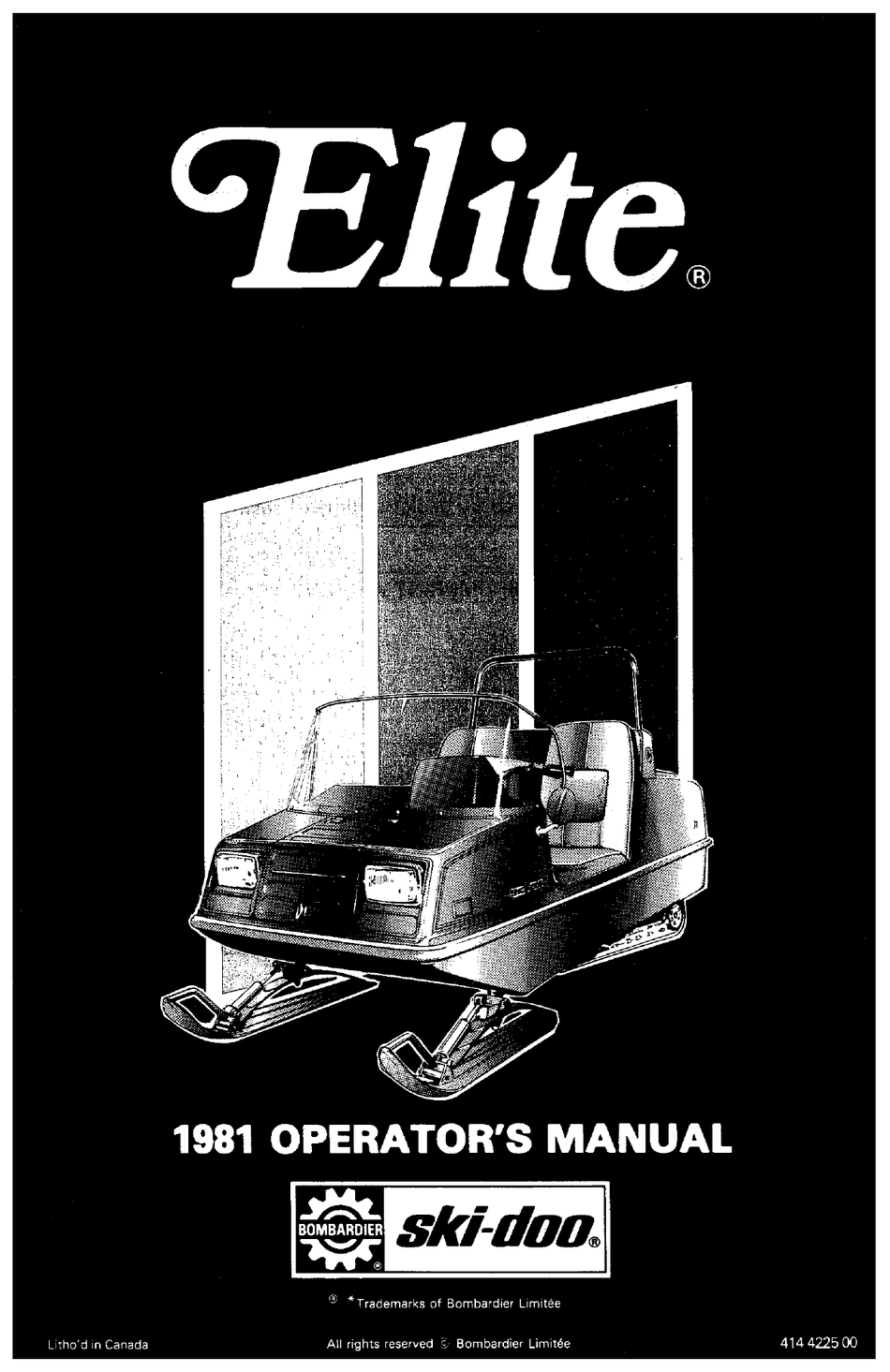 BOMBARDIER SKIDOO ELITE 1981 OPERATOR