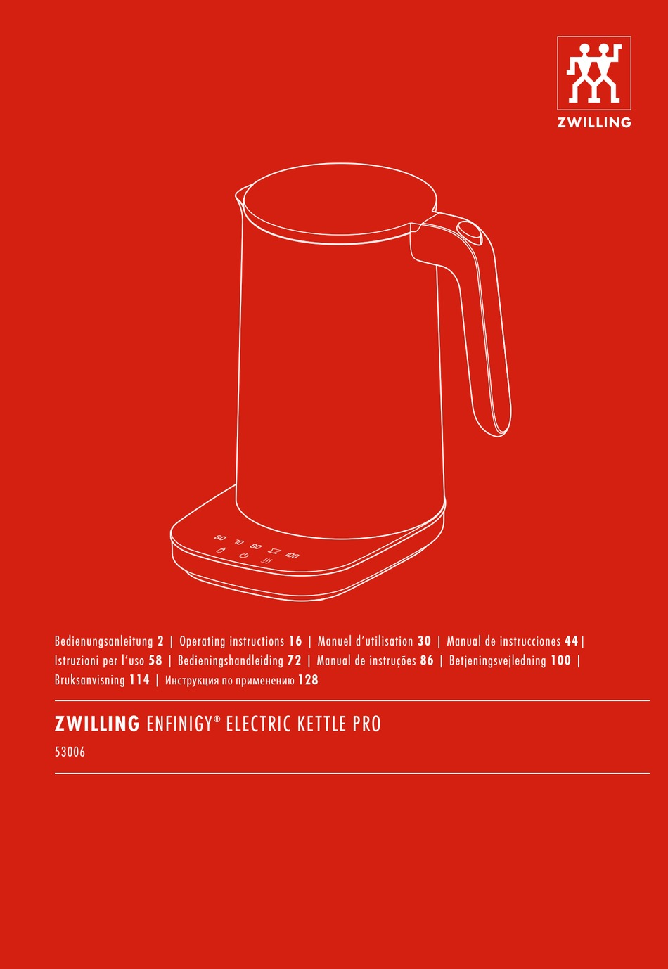 ZWILLING ENFINIGY ELECTRIC KETTLE PRO OPERATING INSTRUCTIONS MANUAL Pdf