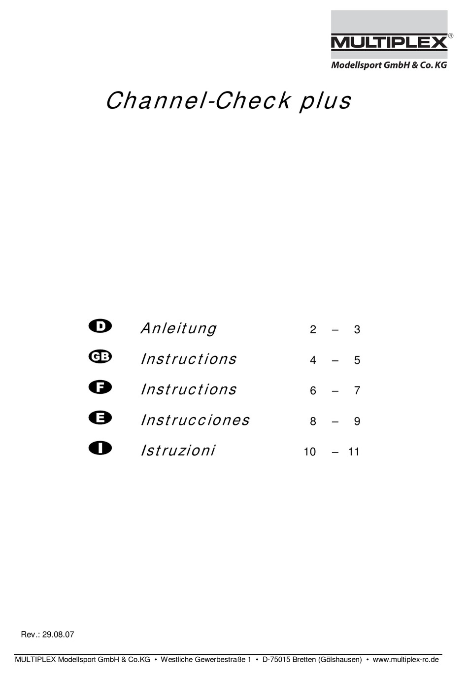 MULTIPLEX CHANNELCHECK PLUS INSTRUCTIONS MANUAL Pdf Download ManualsLib