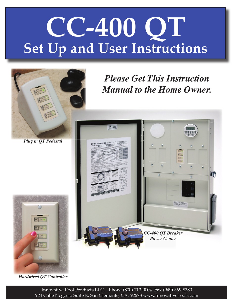 INNOVATIVE POOL PRODUCTS CC400 QT SET UP AND USER INSTRUCTIONS Pdf