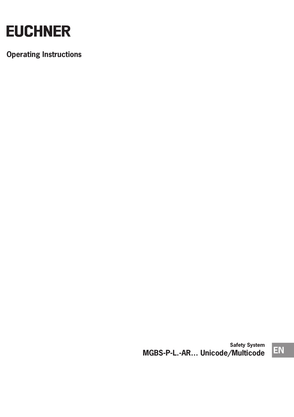 EUCHNER MGBSPL AR SERIES OPERATING INSTRUCTIONS MANUAL Pdf Download