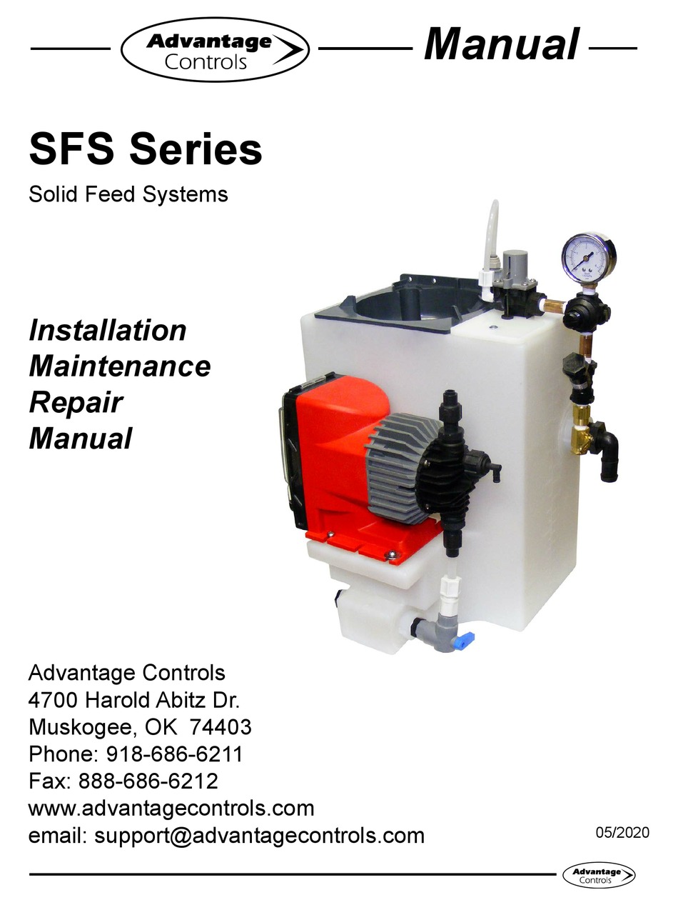 ADVANTAGE CONTROLS SFS SERIES INSTALLATION MAINTENANCE REPAIR MANUAL