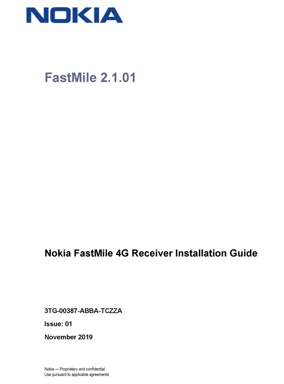 NOKIA FASTMILE 4G INSTALLATION MANUAL Pdf Download | ManualsLib