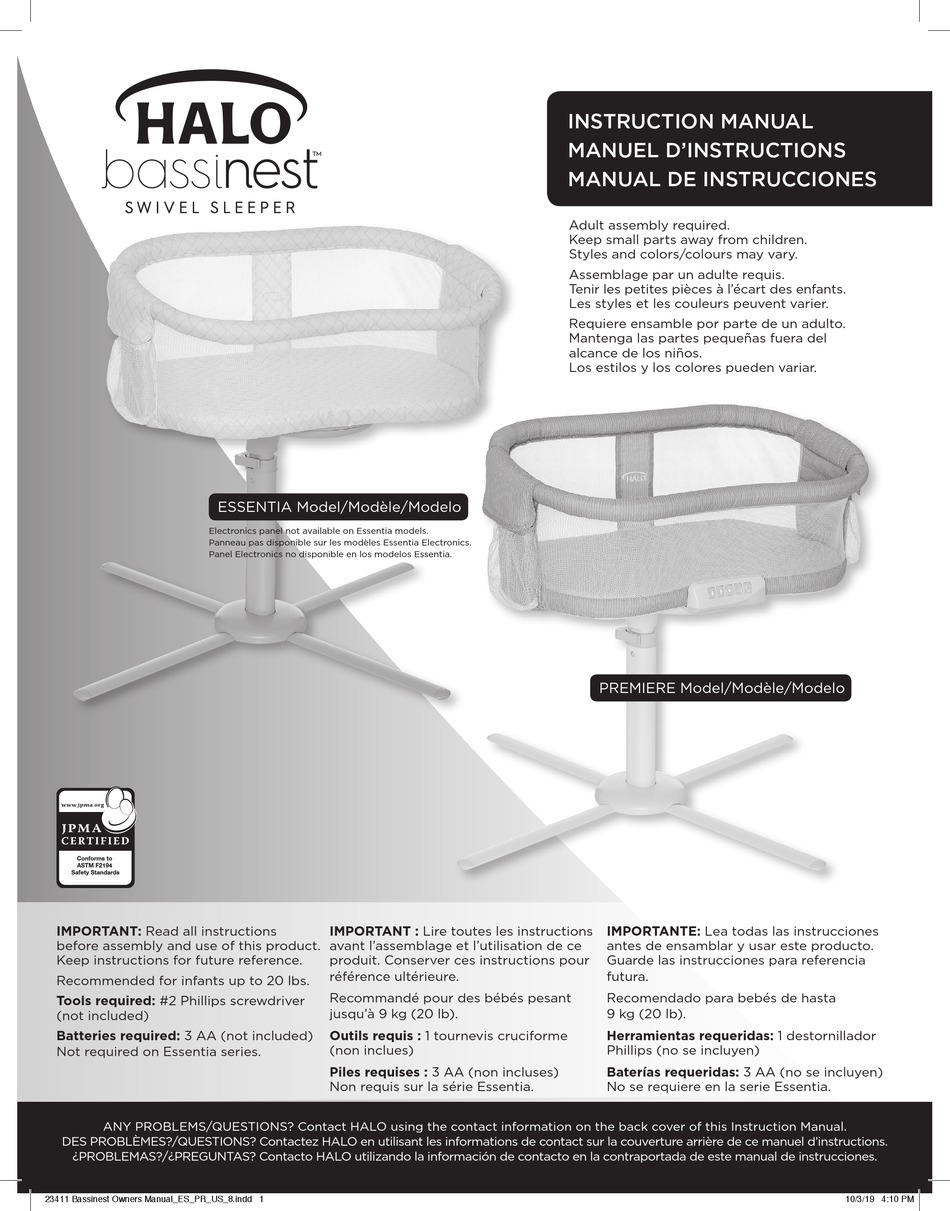 HALO BASSINEST ESSENTIA INSTRUCTION MANUAL Pdf Download ManualsLib