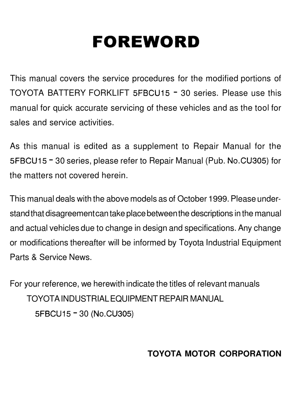 TOYOTA 30 SERIES MANUAL Pdf Download | ManualsLib