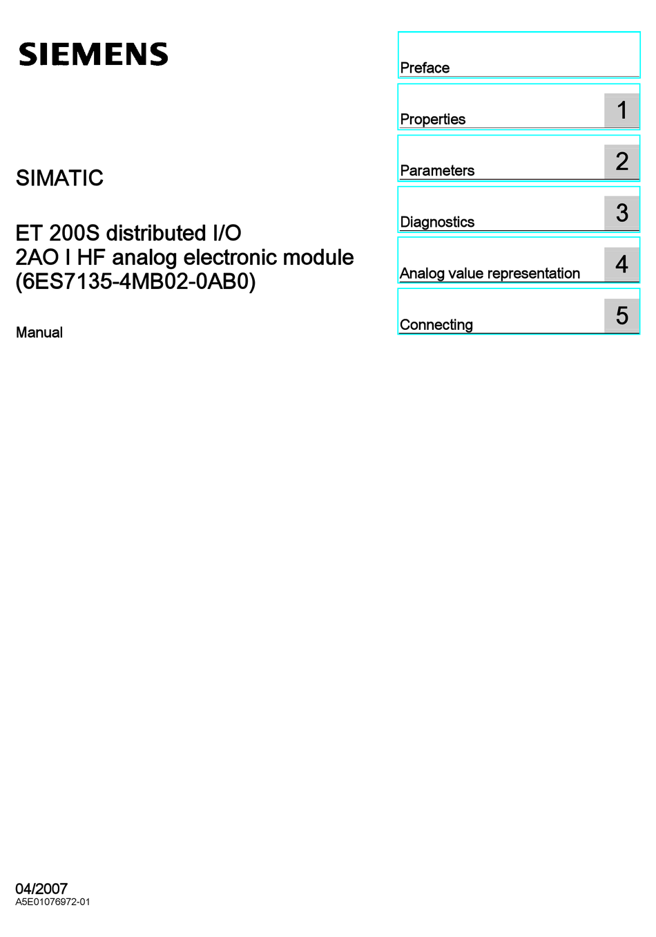 SIEMENS SIMATIC 6ES7135-4MB02-0AB0 MANUAL Pdf Download | ManualsLib