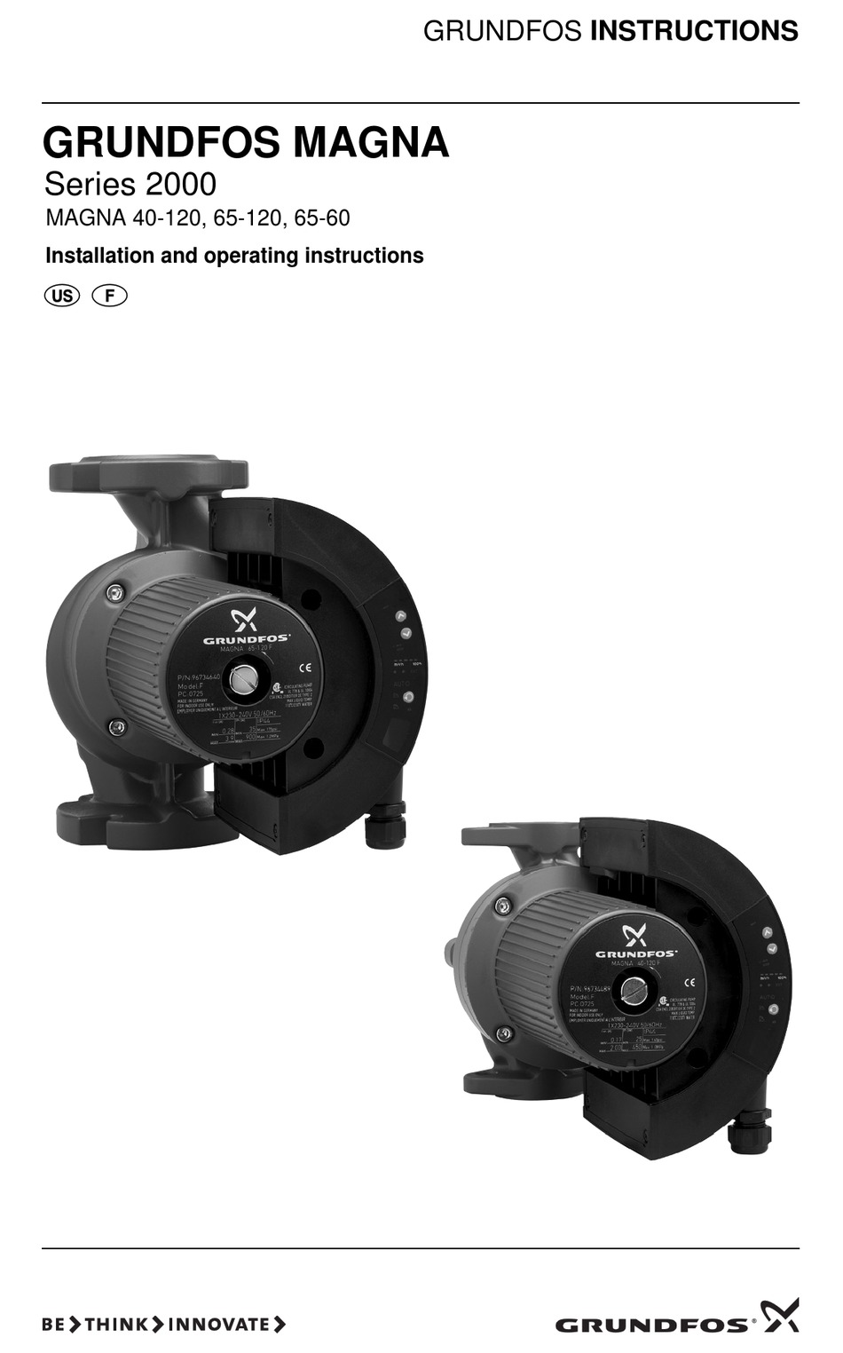 GRUNDFOS 2000 SERIES INSTALLATION AND OPERATING INSTRUCTIONS MANUAL Pdf
