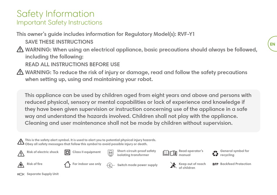 IROBOT ROOMBA COMBO RVFY1 OWNER'S MANUAL Pdf Download ManualsLib
