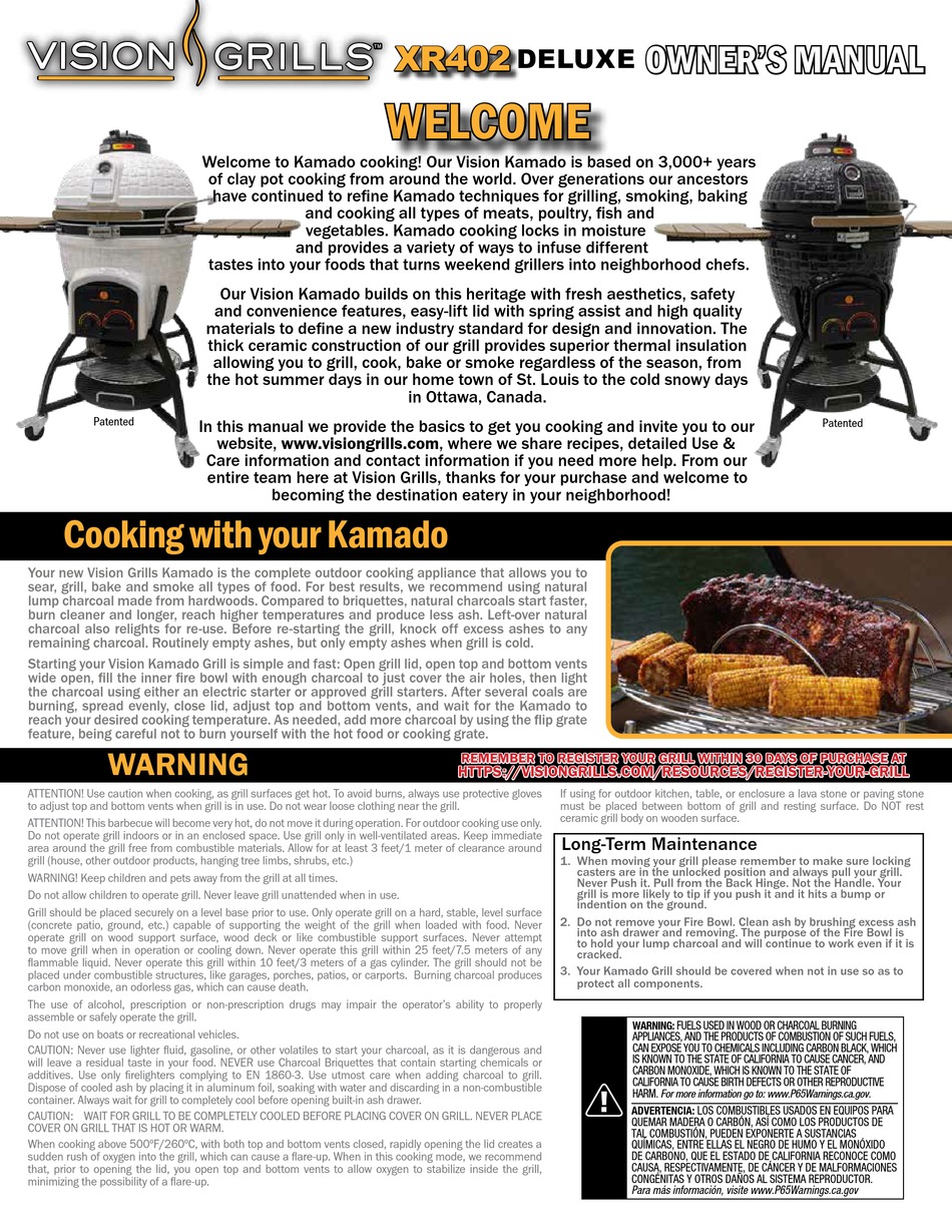 VISION GRILLS KAMADO XR402 DELUXE OWNER'S MANUAL Pdf Download ManualsLib