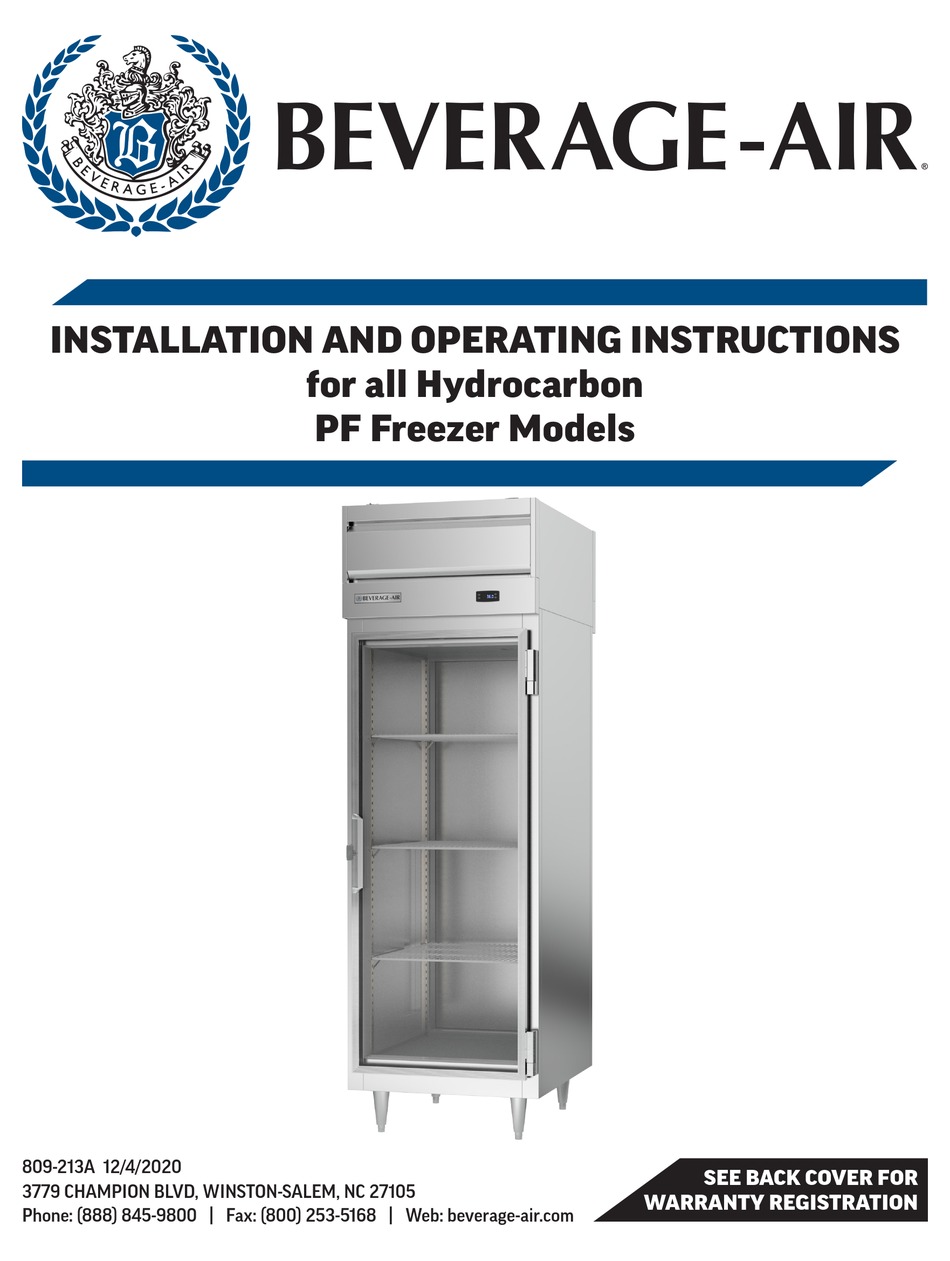 BEVERAGEAIR FB12HC1G INSTALLATION AND OPERATING INSTRUCTIONS MANUAL