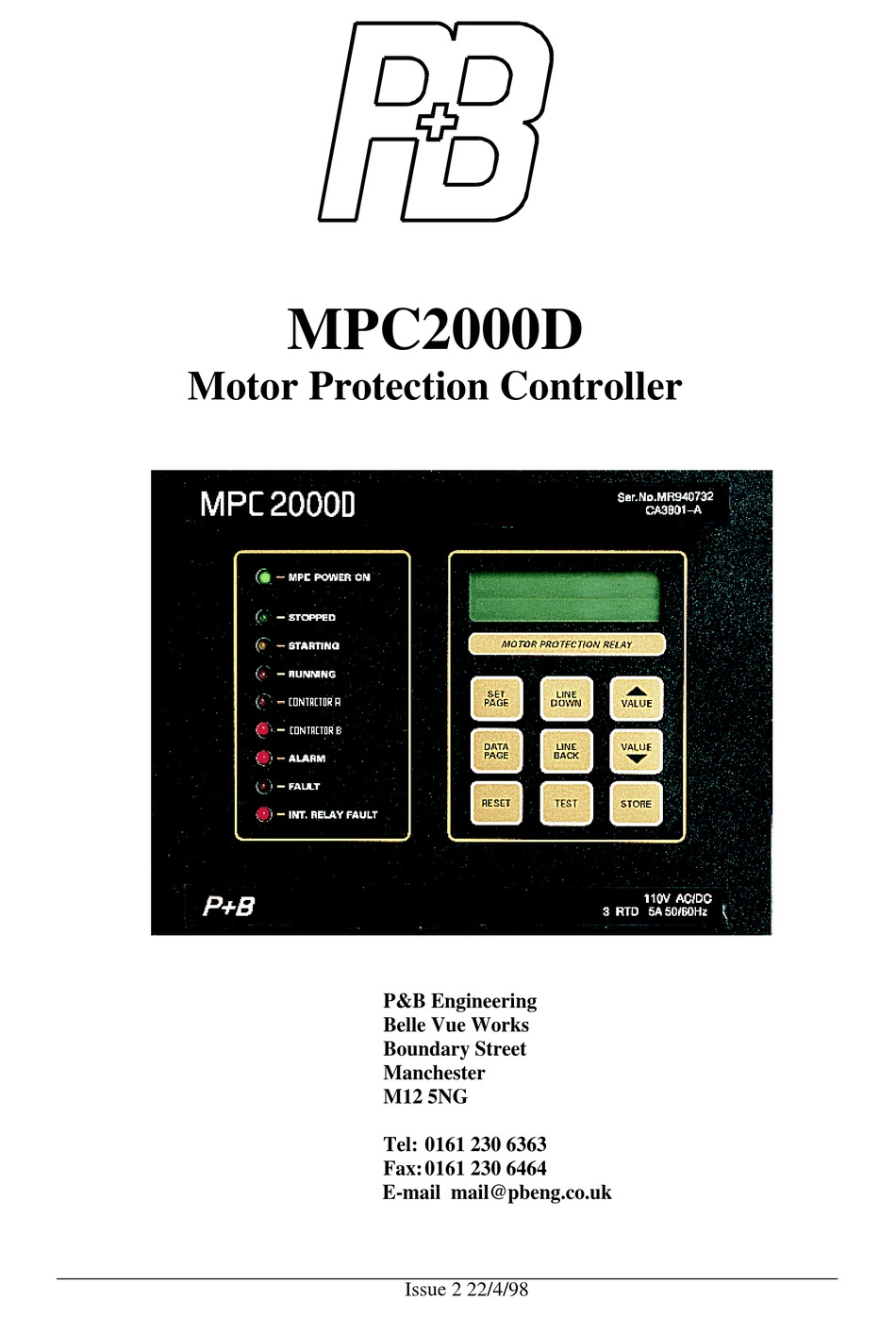 P&B MPC2000D MANUAL Pdf Download | ManualsLib