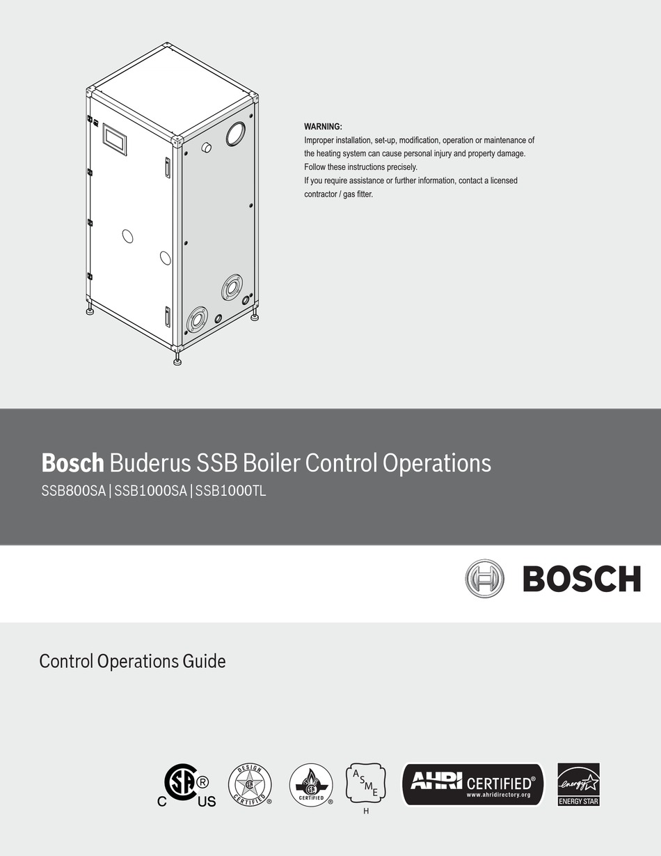 BOSCH BUDERUS SSB CONTROL OPERATIONS MANUAL Pdf