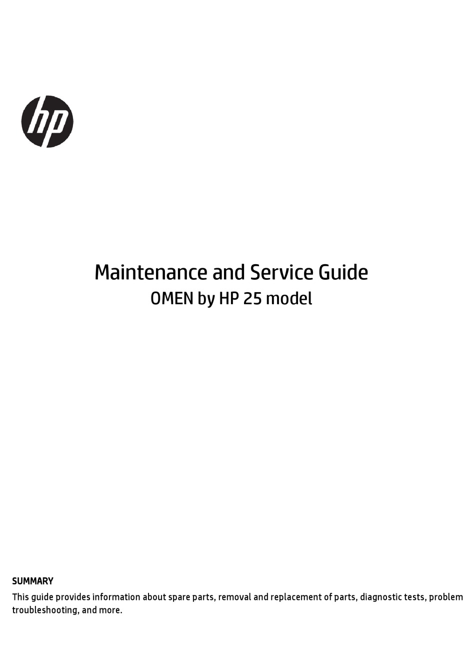 HP OMEN 25 MAINTENANCE AND SERVICE MANUAL Pdf Download ManuaLib HP OMEN 25 MAINTENANCE AND SERVICE MANUAL Pdf Download ManuaLib