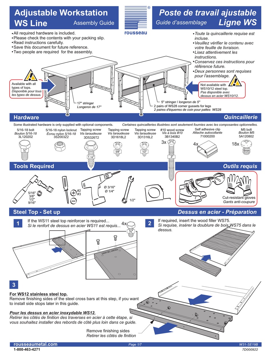 ROUSSEAU W31SE19B ASSEMBLY MANUAL Pdf Download ManualsLib