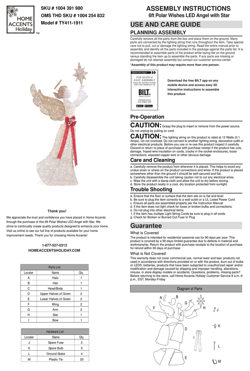HOME ACCENTS HOLIDAY TY4111911 ASSEMBLY INSTRUCTIONS Pdf Download