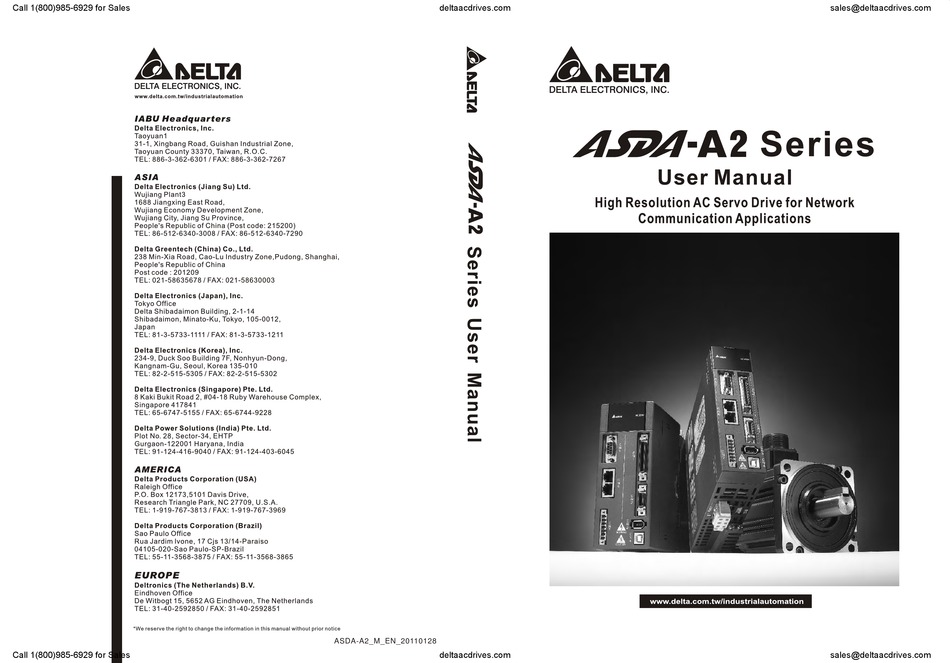DELTA ELECTRONICS ASDAA2 SERIES USER MANUAL Pdf Download ManualsLib