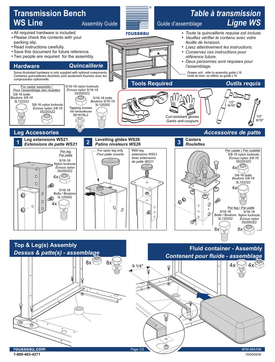 ROUSSEAU W36MA20B ASSEMBLY MANUAL Pdf Download ManualsLib