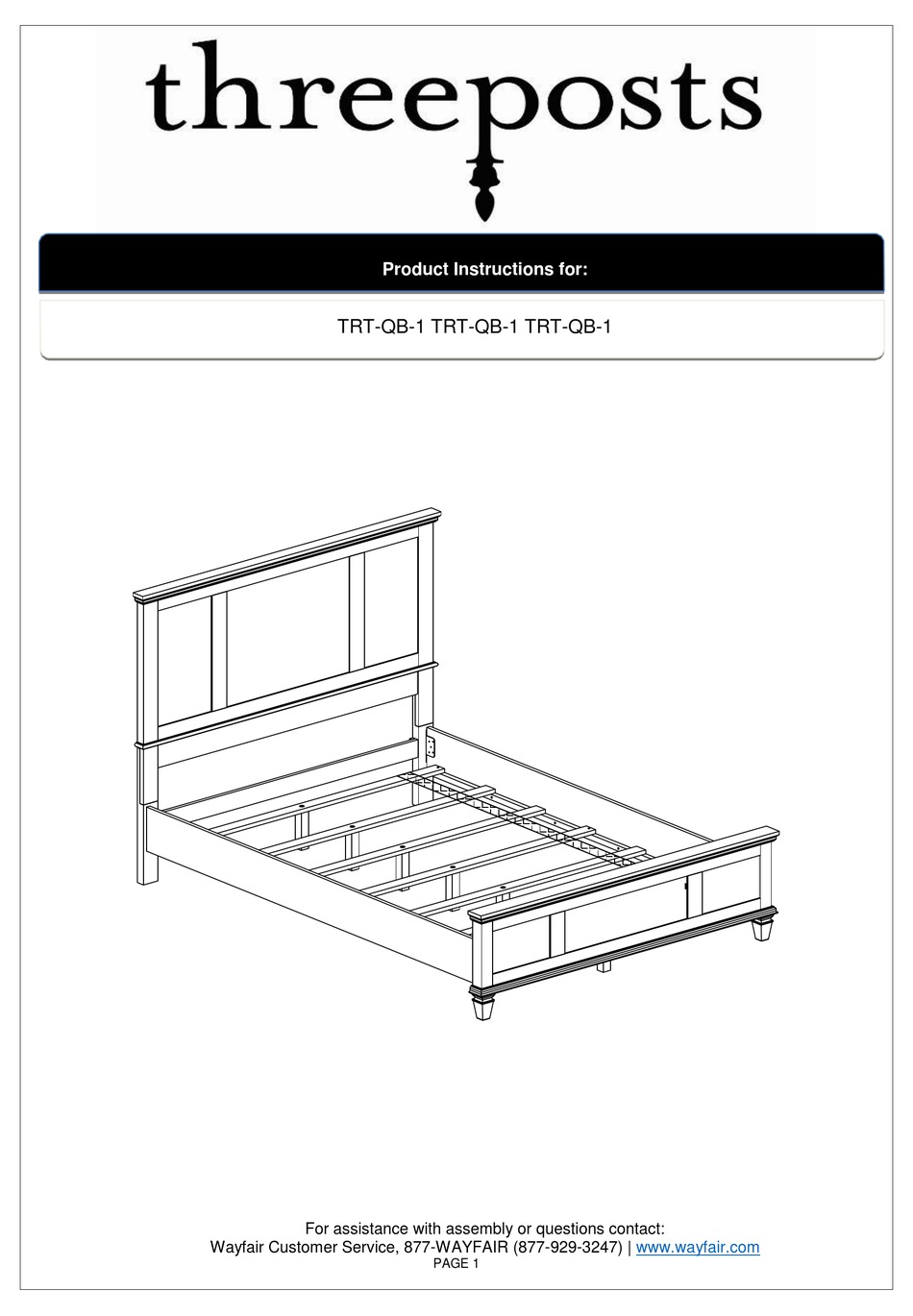 WAYFAIR THREEPOSTS TRTQB1 PRODUCT INSTRUCTIONS Pdf Download ManualsLib