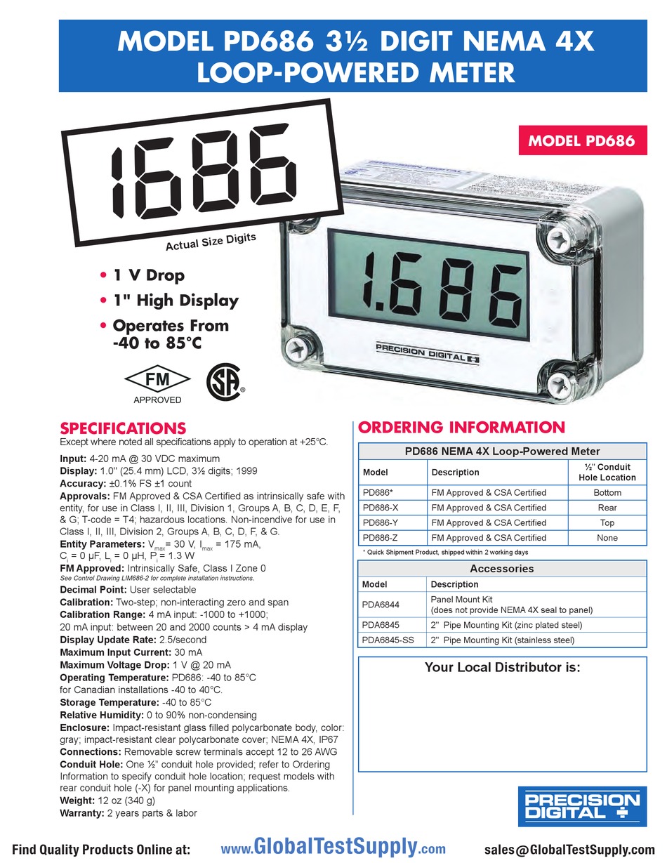 PRECISION DIGITAL CORPORATION PD686 QUICK START MANUAL Pdf Download ...