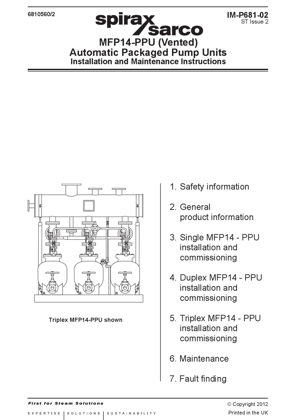SPIRAX SARCO MFP14PPU INSTALLATION AND MAINTENANCE INSTRUCTIONS MANUAL