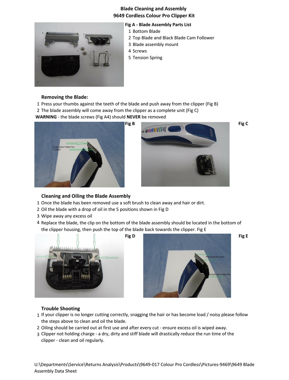 Wahl Colour Pro 9649 Blade Cleaning And Assembly Pdf Download Manualslib