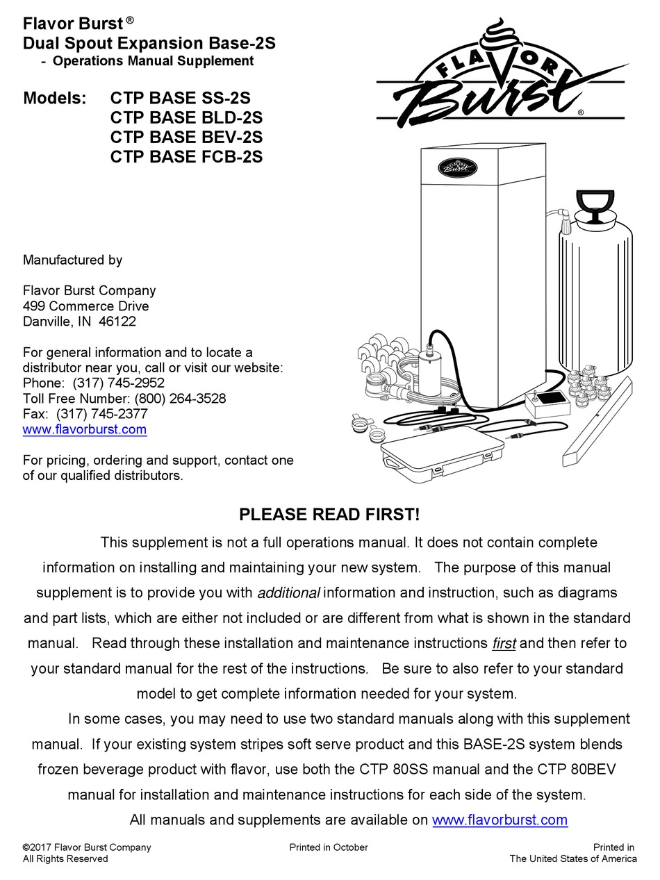 FLAVOR BURST 2S OPERATION MANUAL SUPPLEMENT Pdf Download ManualsLib