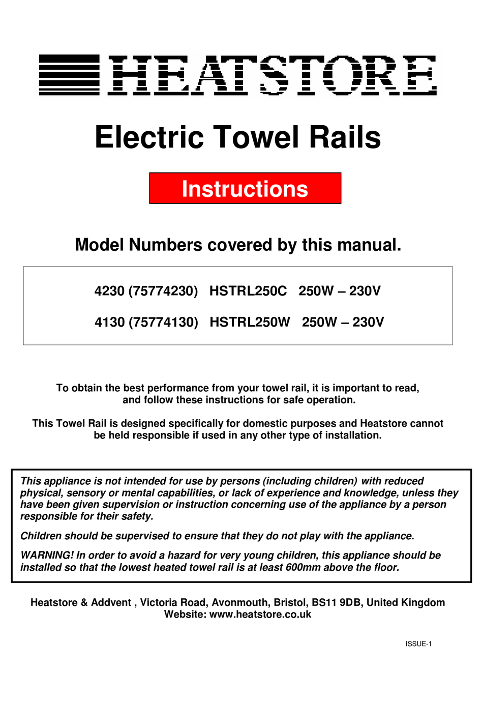 HEATSTORE HSTRL250C INSTRUCTIONS Pdf Download ManualsLib