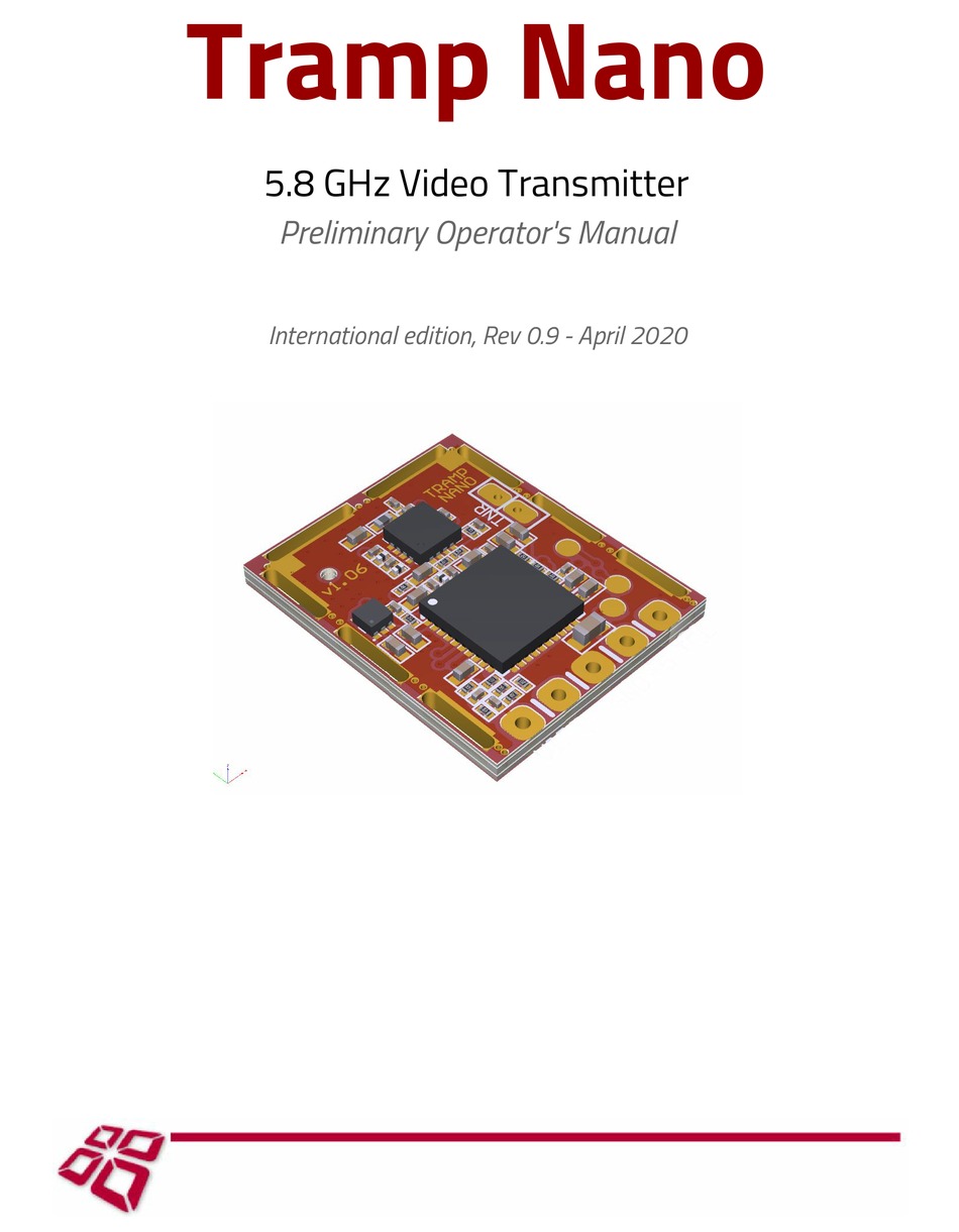 Immersionrc Tramp Nano Preliminary Operator S Manual Pdf Download Manualslib