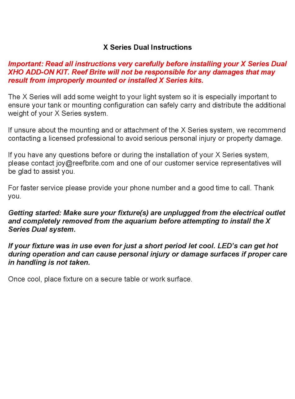 REEF BRITE X DUAL SERIES INSTRUCTIONS MANUAL Pdf Download ManualsLib